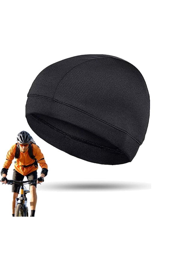 Sweat Wicking Skull Caps, Quick Drying Cycling Hats Cooling Running Beanie for Men Women, Black