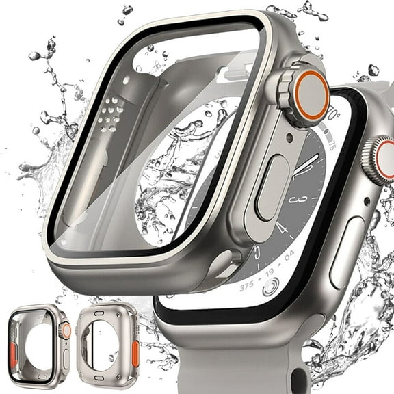 KANCOKIT Ultra Look - 2 in 1 for Apple Watch Screen Protector Case 44mm, Waterproof Front & Back Full Protective Bumper Face Cover for iWatch Series 6 5 4 SE, Titanium