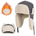 thumbnail image 1 of KANCOKIT Unisex Winter Hats, Windproof Trapper Hat with Ear Flaps Russian Ushanka for Cold Weather, Gray, 1 of 9
