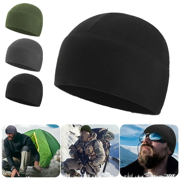 KANCOKIT Warm Beanie Skull Cap, Helmet Liner Winter Fleece Cycling Cap, Under Helmet Skull Cap & Running Bike Cap for Men & Women, Black