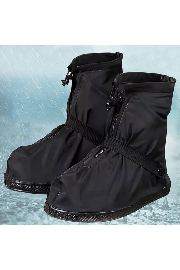 Waterproof Shoes Boots Covers, Reusable & Foldable Rain Feet Gaiters with Zipper Non-Slip for Men Women Rain Snow Mud Sand Dust, 4XL-Black