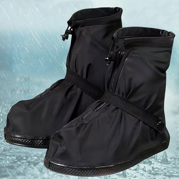 KANCOKIT Waterproof Shoes Boots Covers, Reusable & Foldable Rain Feet Gaiters with Zipper Non-Slip for Men Women Rain Snow Mud Sand Dust, XL-Black