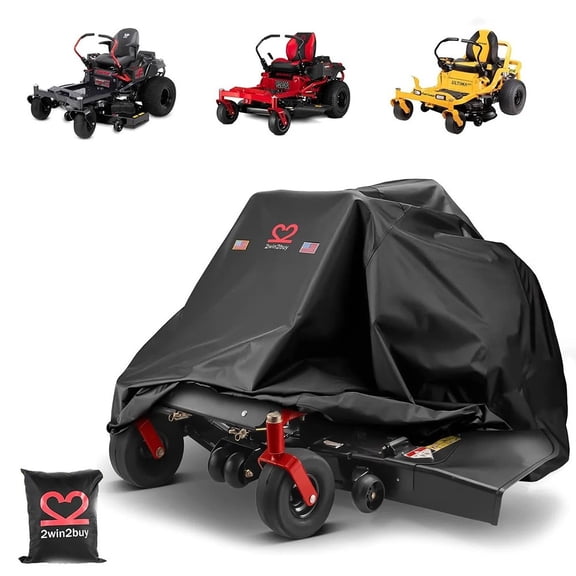 KANCOKIT Zero Turn Lawn Mower Cover, Heavy Duty 600D Waterproof Riding Mower Covers with Storage Bag, Black