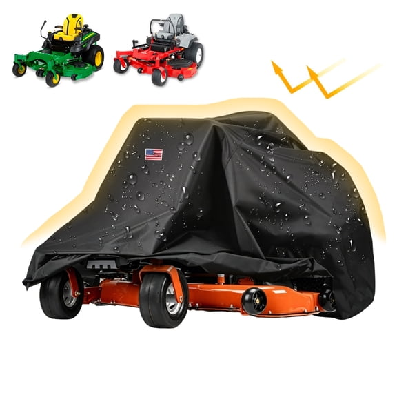 KANCOKIT Zero Turn Mower Cover, Weatherproof 420D Universal Riding Lawn Mower Cover for Outdoor Tractor Protection, Black