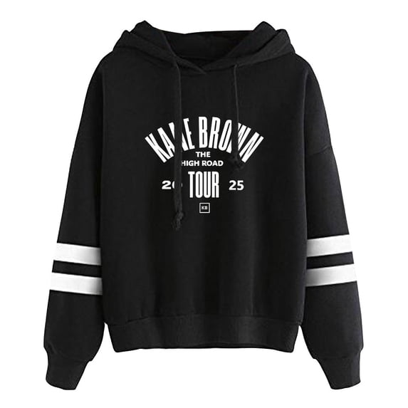 KANE BROWN Double bar sleeve pocket men's and women's retro trendy long sleeved hooded sweatshirt