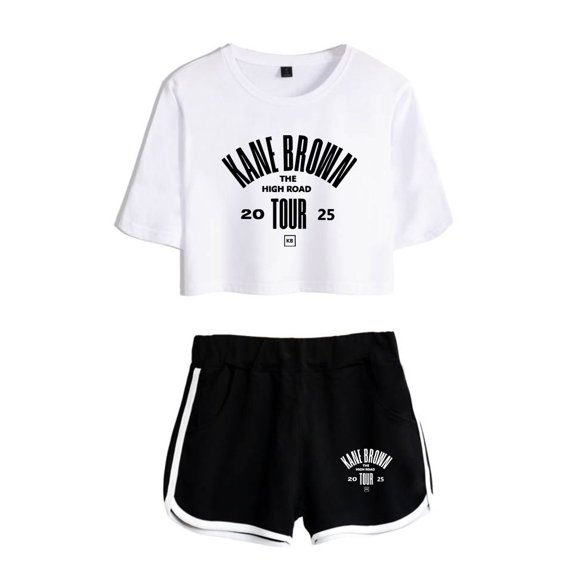 KANE BROWN Fashionable summer retro trend women's short sleeved shorts set