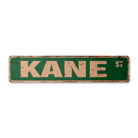 KANE Vintage Plastic Street Sign Childrens Name Room Sign | Indoor/Outdoor | 18" Wide