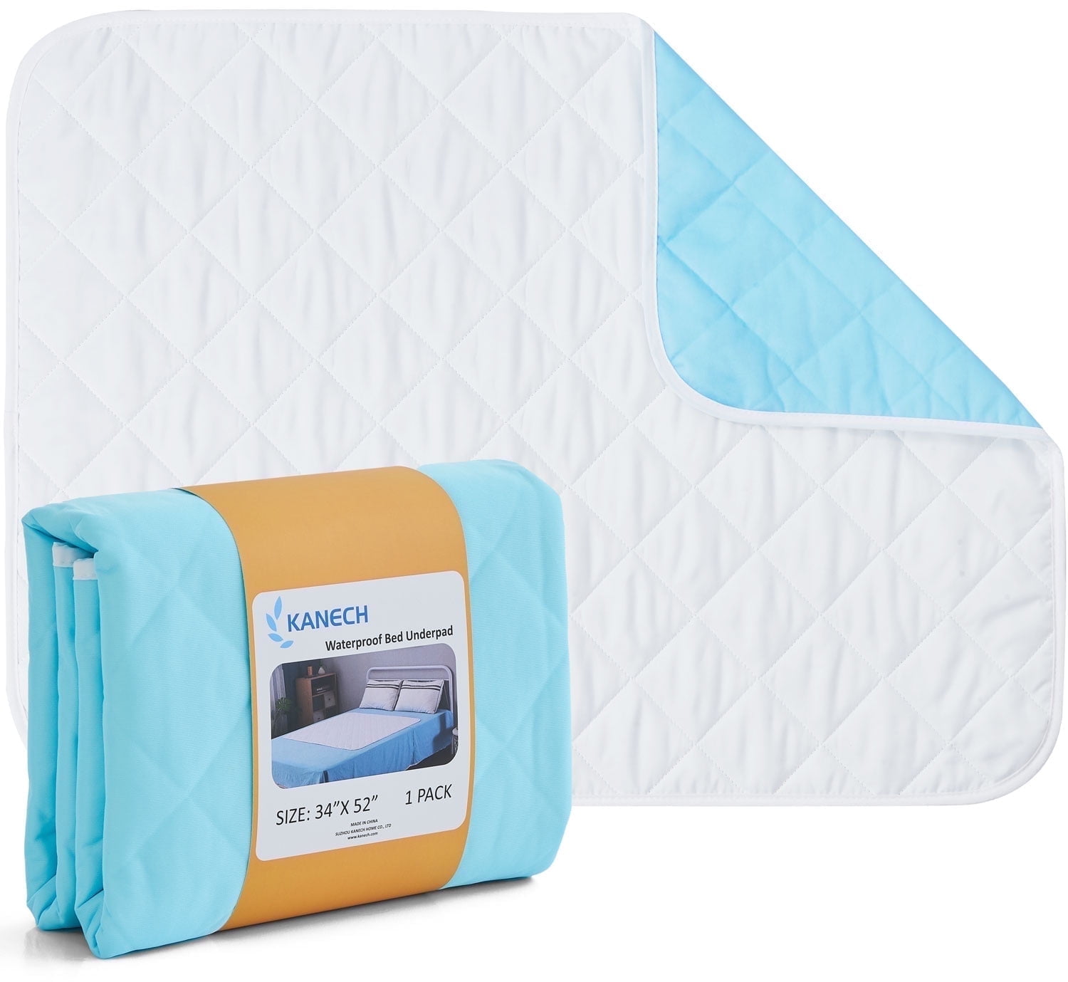 KANECH Washable & Waterproof Incontinence Underpads Large 34" x 52" Bed Pads for Adults & Elderly