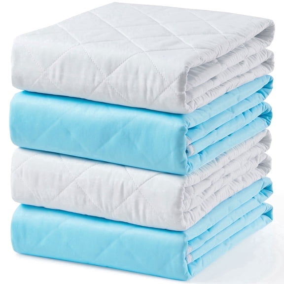 KANECH 34"x36" Washable Waterproof Bed Pads (4 Pack) Reusable Incontinence Pad Holds 6 Cups, Non-Slip & Silent Mattress Protector for Adults, Kids, Elderly, and Dogs