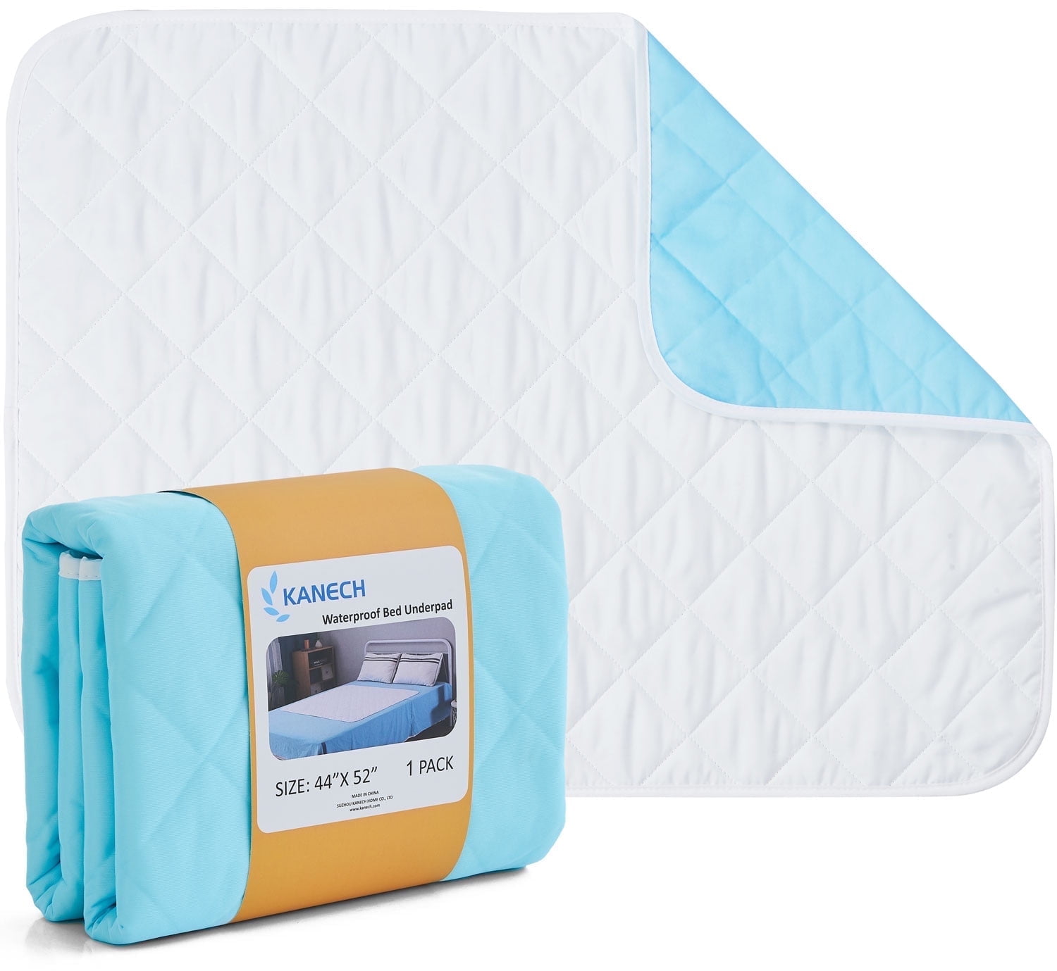 KANECH Washable & Waterproof Incontinence Underpads Large 44" x 52" Bed Pads for Adults & Elderly