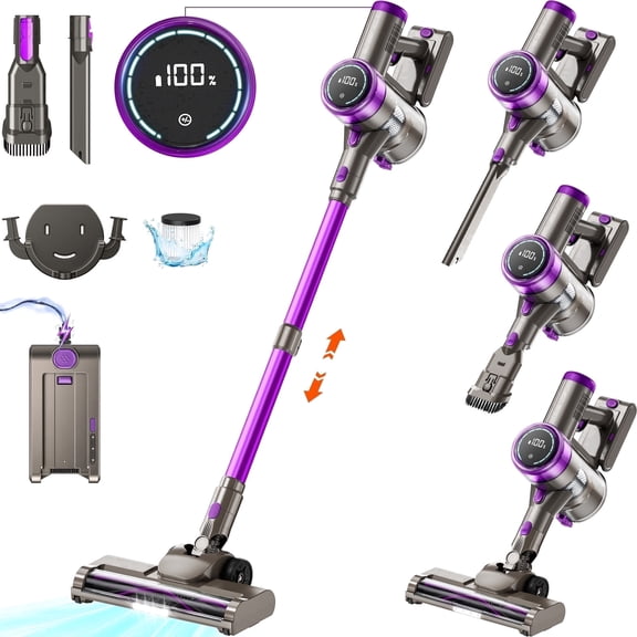 KANFUAQ Cordless Stick Vacuum Cleaner 55 Mins Fast Charging 38KPA Lightweight Vacuum for Home Pet Hair Carpet Hard Floor(Purple)