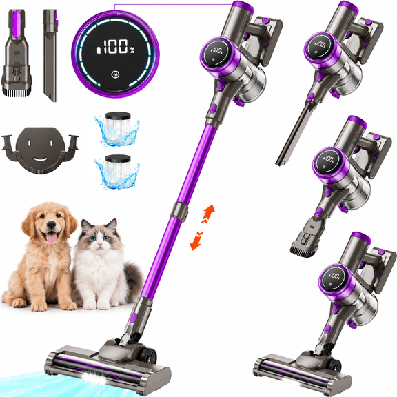 Representative product-family photo: KANFUAQ Cordless Stick Vacuum Cleaner 38KPA 50Mins 2600mAh Lightweight for Home Pet Hair Carpet Hard Floor, Price. Pictured option and availability are unverified.