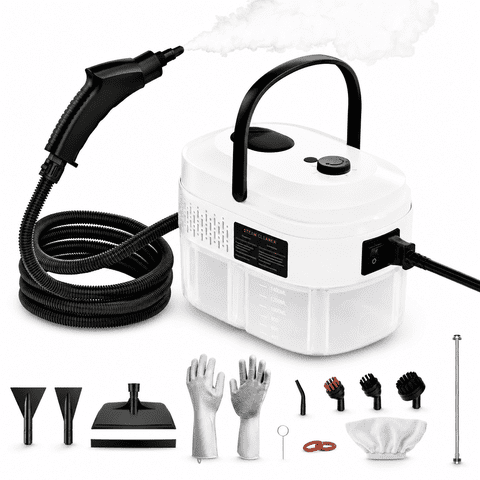 KANFUAQ Steam Cleaner, 2500W Portable Steamer for Cleaning, 15s Heat-Up, 6-Level Control, 1.4L Tank, 15 Accessories for Home, Tile, Grout and Car Detailing