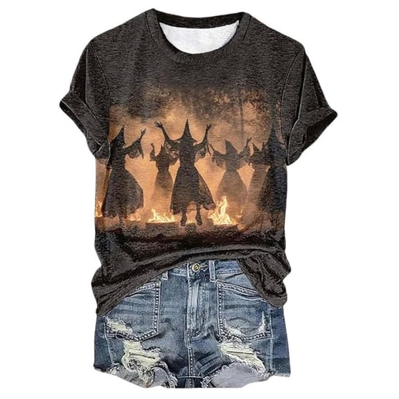 KANG A Fashionable And Casual Printed Short Sleeved Round Neck T Shirt Top For Women