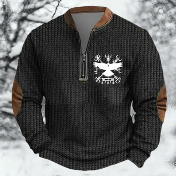 KANG Age Norse Mythology Midweight Pullover Sweater For With Half Zip Neck Design