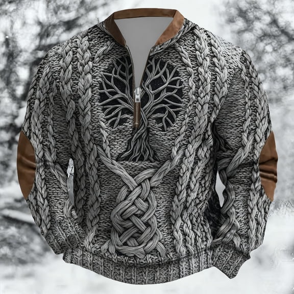 KANG Age Norse Mythology Midweight Pullover Sweater For With Half Zip Neck Design