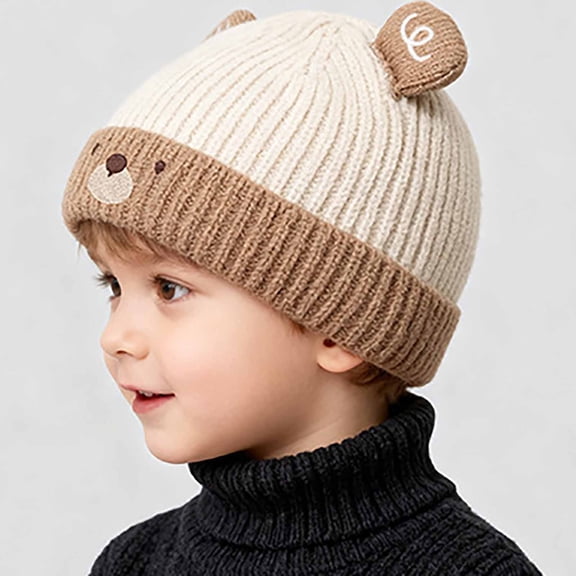 KANG Baby Hats Autumn And Winter Children's Ear Protecting Hats Super Cute Cartoon Pullover Hats Cute And Warm Knitted Hats For Boys And Girls 3 7 Years Old