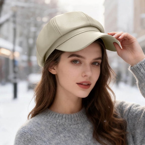 KANG Beret Hat For Classic Eight Panel Painter Cap Design Fashion Headwear Beige One Size