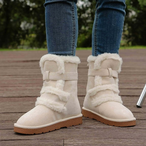 KANG Boots With Thick Soles Cold Buckle Round Toe And Non Slippers