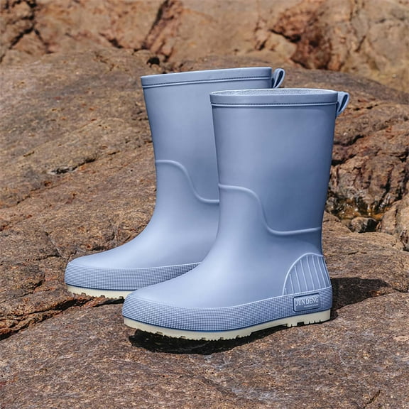 KANG Boots Women Non Detachable With Cotton Inside Rain Boots Outdoor Rubber Waterproof Shoes Rain Boots Collar Gardening Boots Ultra Lightweight Portable Garden Shoes