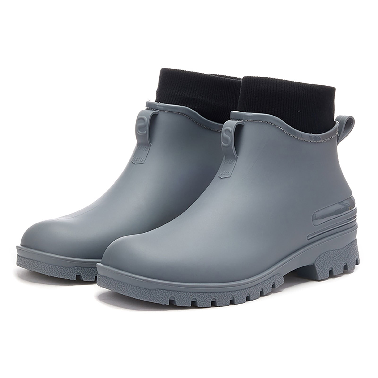 KANG Boots Women Non Detachable With Cotton Inside Rain Boots Outdoor Rubber Waterproof Shoes Rain Boots Collar Gardening Boots Ultra Lightweight Portable Garden Shoes