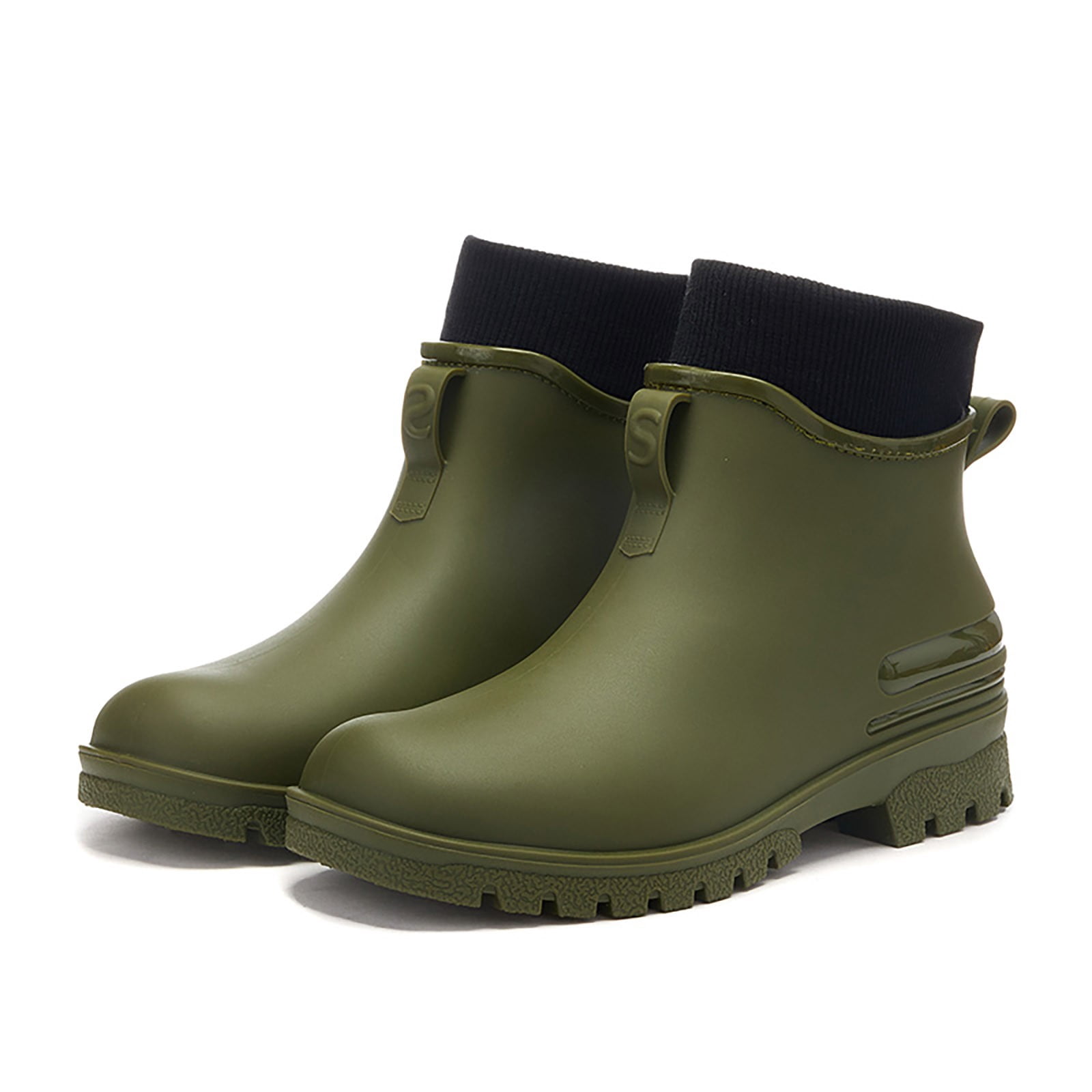 KANG Boots Women Non Detachable With Cotton Inside Rain Boots Outdoor Rubber Waterproof Shoes Rain Boots Collar Gardening Boots Ultra Lightweight Portable Garden Shoes