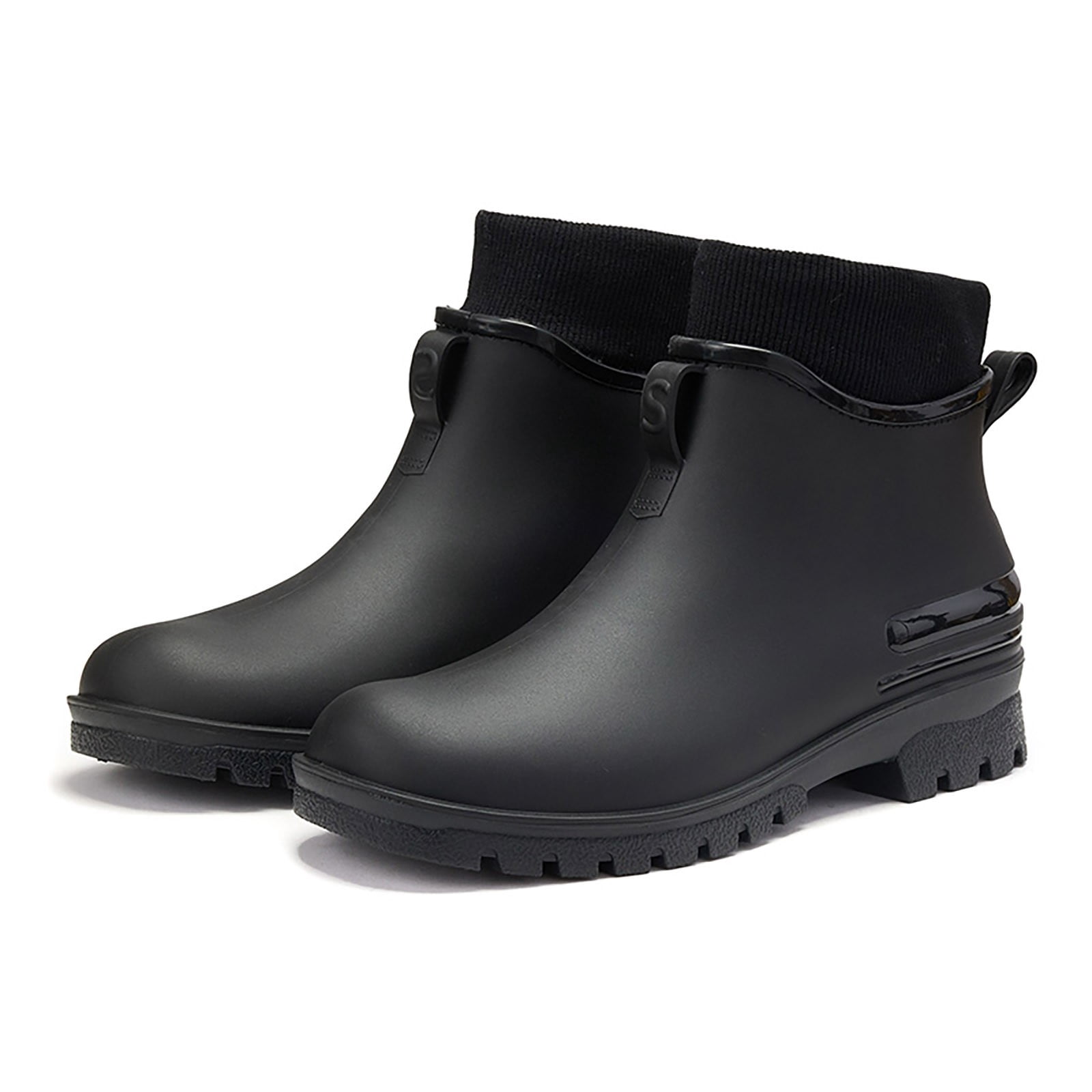 KANG Boots Women Non Detachable With Cotton Inside Rain Boots Outdoor Rubber Waterproof Shoes Rain Boots Collar Gardening Boots Ultra Lightweight Portable Garden Shoes