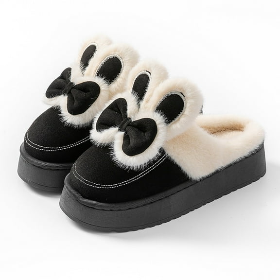 KANG Bunny Slippers For Cozy Indoor Shoes With Thick Soft Sole Winter Warm Home Footwear