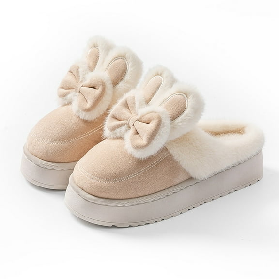 KANG Bunny Slippers For Cozy Indoor Shoes With Thick Soft Sole Winter Warm Home Footwear