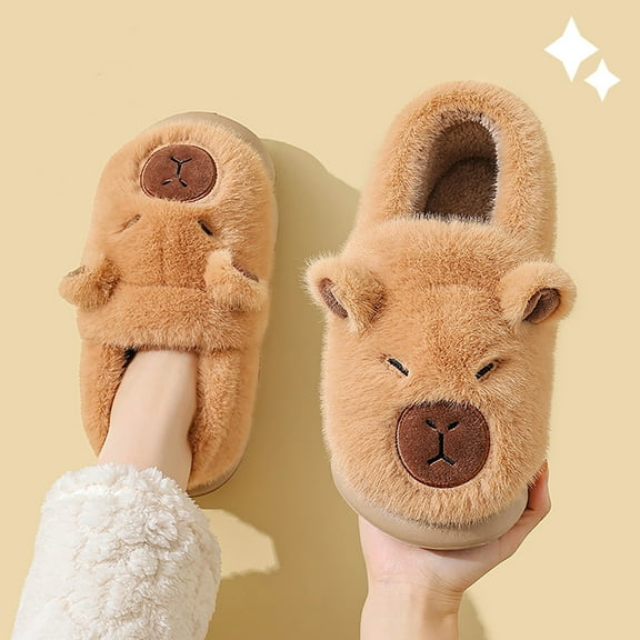 KANG Capybara Slippers For Girls Cozy Indoor Winter Shoes With Sole For Kids