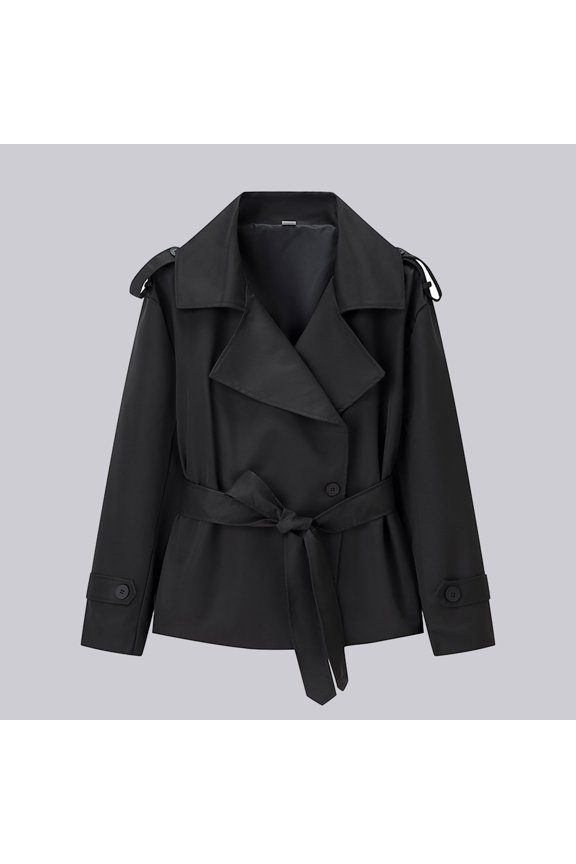 Casual Belted Short Jacket For Everyday Wear Stylish And Versatile Outerwear For Various Occasions Perfect For Layering Comfortable Fit