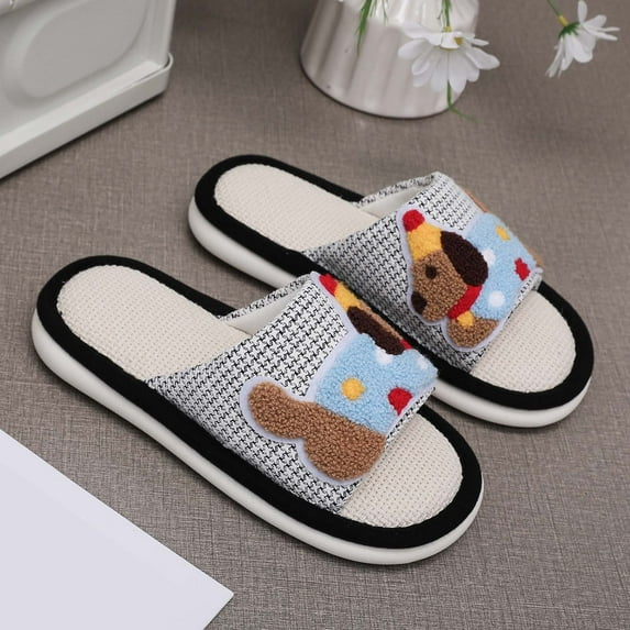 KANG Colorful Thick Soled Linen Slippers For Indoor Non Slip Slippers