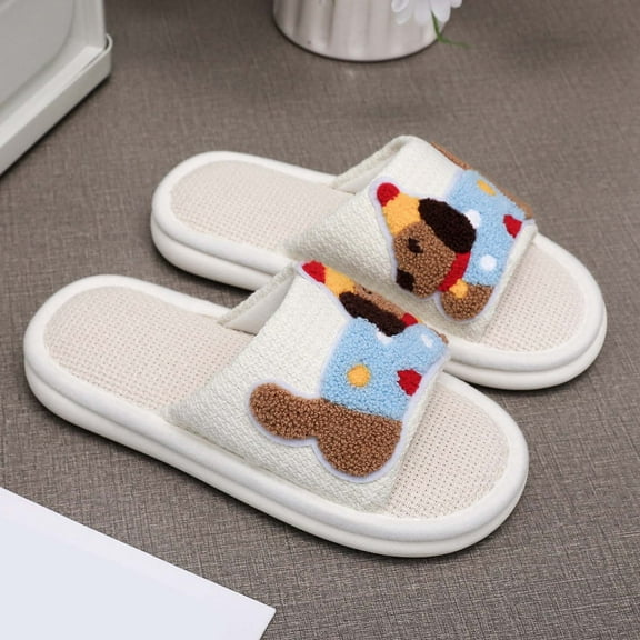 KANG Colorful Thick Soled Linen Slippers For Indoor Non Slip Slippers