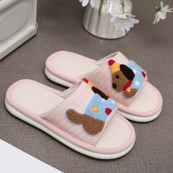 KANG Colorful Thick Soled Linen Slippers For Indoor Non Slip Slippers