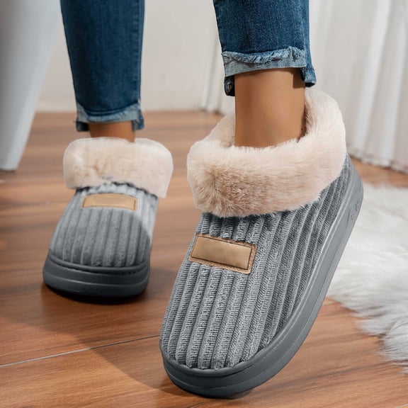 KANG Corduroy Slip On Slippers With Backstrap Indoor Outdoor Comfort Shoes For Fall And Winter Seasons