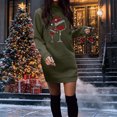 thumbnail image 1 of KANG Cozy Christmas Hoodie Dress | Women's Long Sleeve Casual Sweater Dress with Festive PrintDark GreenS, 1 of 4