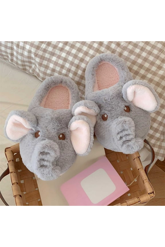 Cozy Indoor Slippers With Elephant Design For Winter Home Use Soft Sole Warm Slippers For Comfort