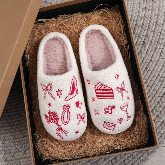 KANG Cozy Slippers With Bowknot Design And Floral For Winter Thickened Fleece Ideal For Home Comfort And Warmth