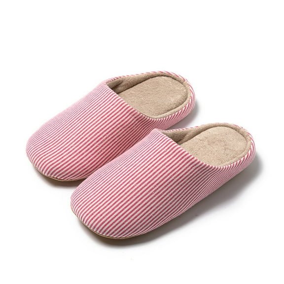 KANG Cozy Striped Slippers Indoor Outdoor Soft Comfortable Warm Slip On Fuzzy Home Shoes For Ladies