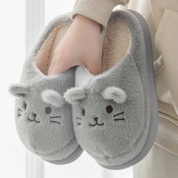 KANG Cozy Winter Couple Slippers With Adorable Cat Print Fleece Lined Shoes For And Indoor Outdoor Comfort Soft Warm Home Footwear Sole