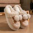 thumbnail image 1 of KANG Cozy Winter Slippers For With Sole And Pompom Detail Soft Fleece Shoes Indoor Outdoor Comfort, 1 of 4
