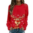 thumbnail image 1 of KANG Cute Deer Print Pullover Casual Crewneck Long Sleeve Holiday Soft Fashion Sweatshirt Top For Daily Wear, 1 of 5