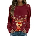 thumbnail image 1 of KANG Cute Deer Print Pullover Casual Crewneck Long Sleeve Holiday Soft Fashion Sweatshirt Top For Daily Wear, 1 of 5