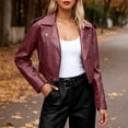 thumbnail image 1 of KANG Distressed Faux Leather Jacket For Plus Size Lapel Oversized Outerwear Coat With Tone Finish, 1 of 4