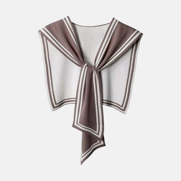 KANG Double Navy Style Knitted Striped Small Shawl For Autumn And Winter Warm