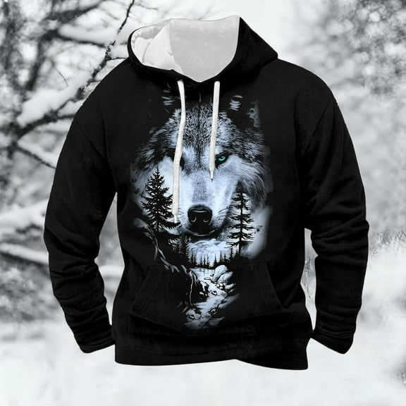 KANG European Norse Mythology Hooded Retro Casual Printed Hooded Sweatshirt