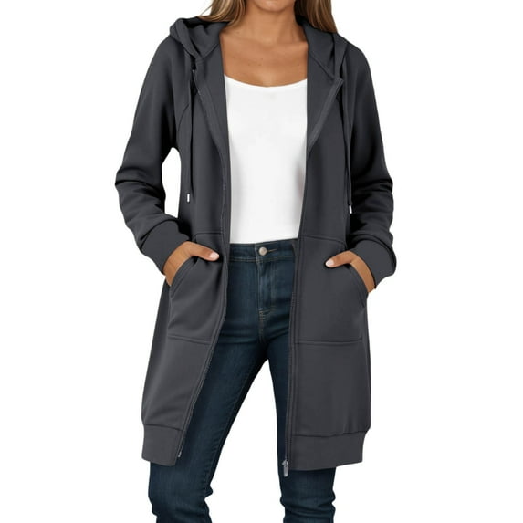 KANG Fashion Casual Autumn And Winter Long Sweatshirt Jacket Zipper Full Sleeve Hooded Sweatshirt