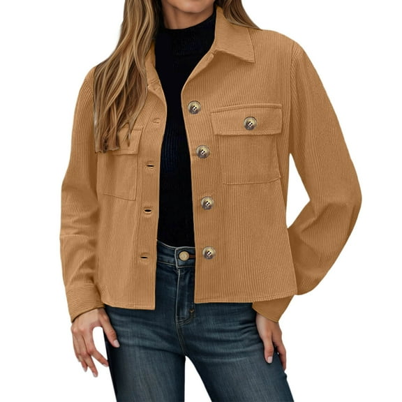 KANG Fashion Casual Stand Collar Short Jacket With Double Pockets Thickened Button Down Shirt Style Outerwear For Autumn Winter