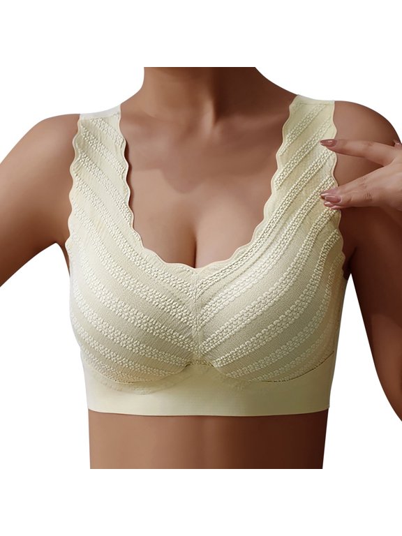 Chest Wrapped Vest Women Gathered Without Steel Ring With Chest Pad Closed Breast Bottom Plus Size Seamless Bra Underwear. Green M