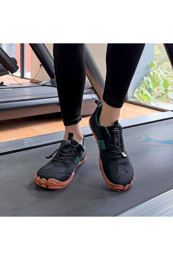 Couples Five-Toe Water Shoes for Men & Women, Breathable Quick-Dry River Trekking Shoes, Non- Outdoor Footwear for Beach, Swimming, Fitness & Light Hiking Black 36